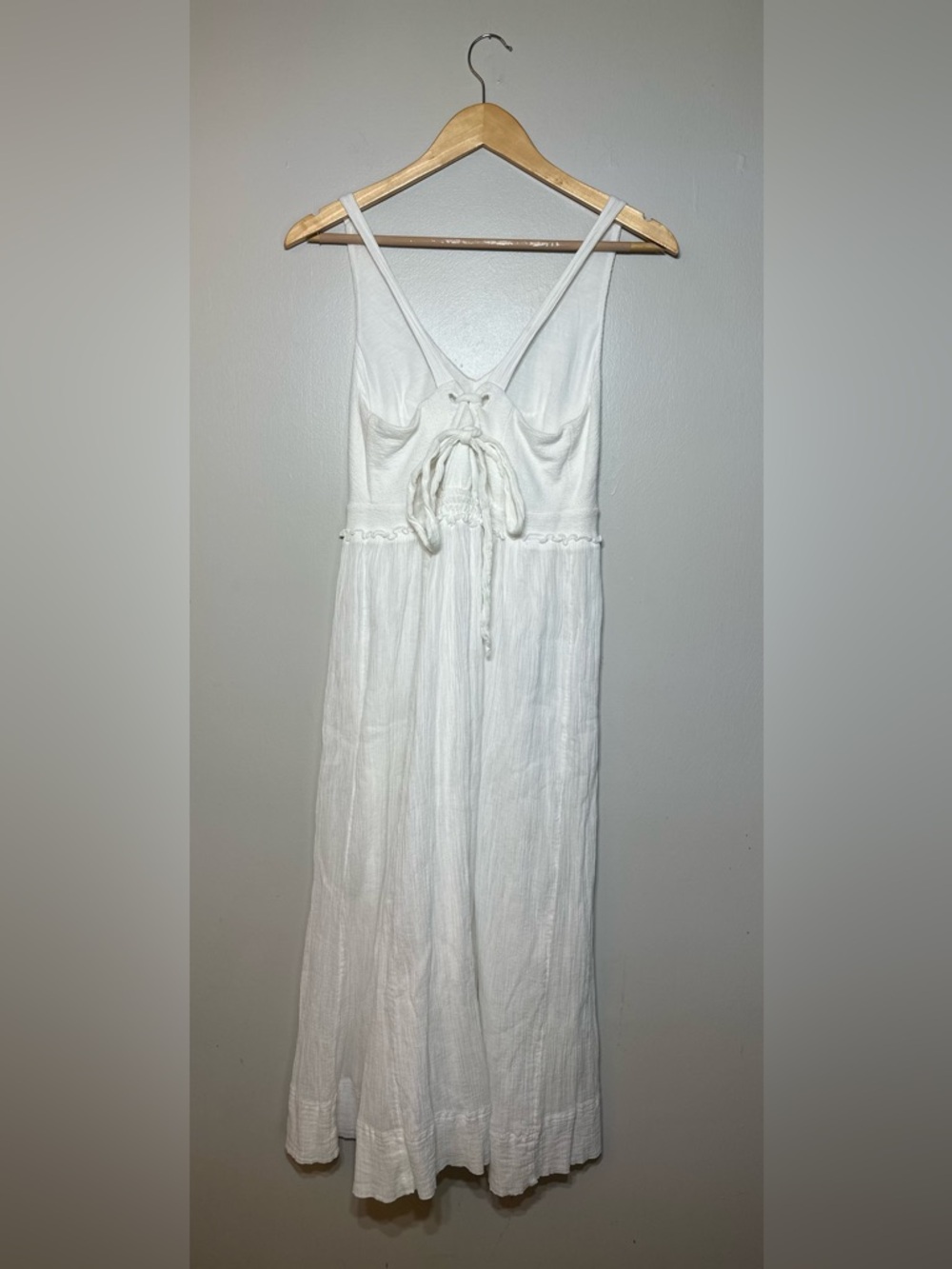 Anthropologie White cotton Smocked Waist Maxi Dress women’s size M #classic - Picture 3 of 8
